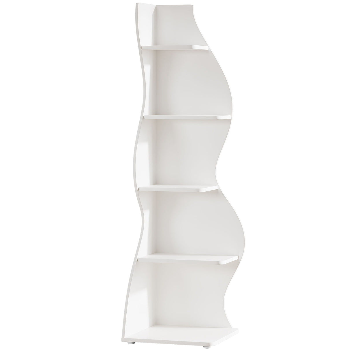 5 Tier Wavy Corner Bookshelf And Plant Stand For Living Room