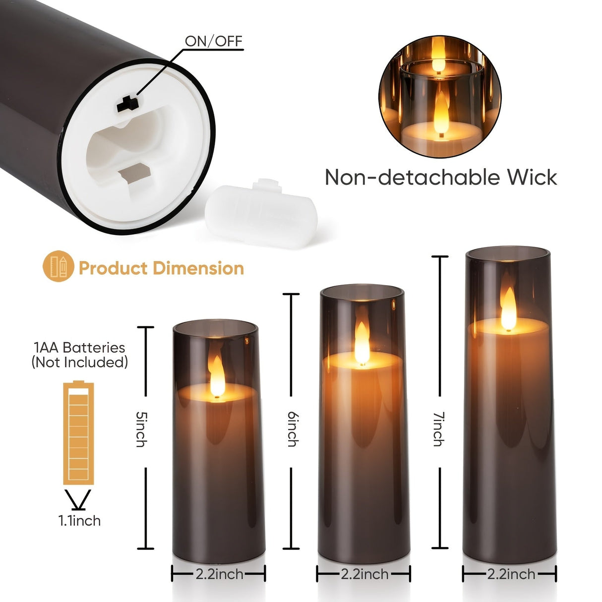 9pcs Flickering Flameless LED Pillar Candles with Remote & Timer