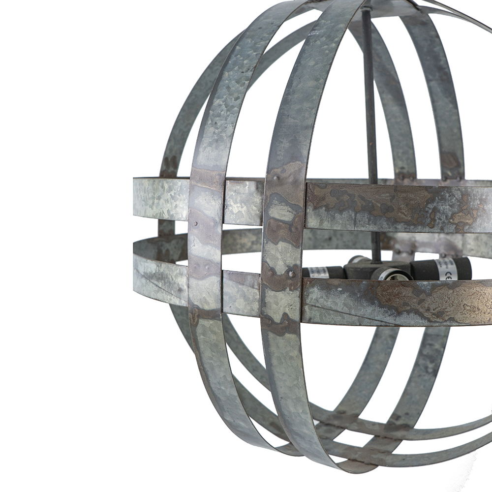 4 Light Galvanized Chandelier with Adjustable Chain