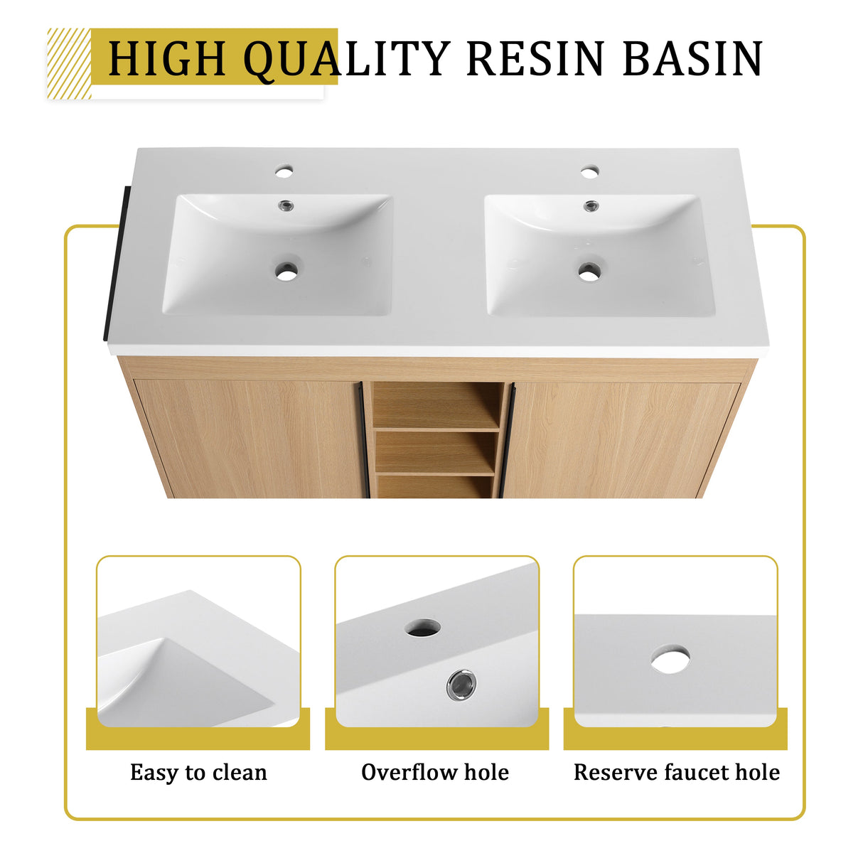 48" Freestanding Bathroom Vanity With Resin Double Sink