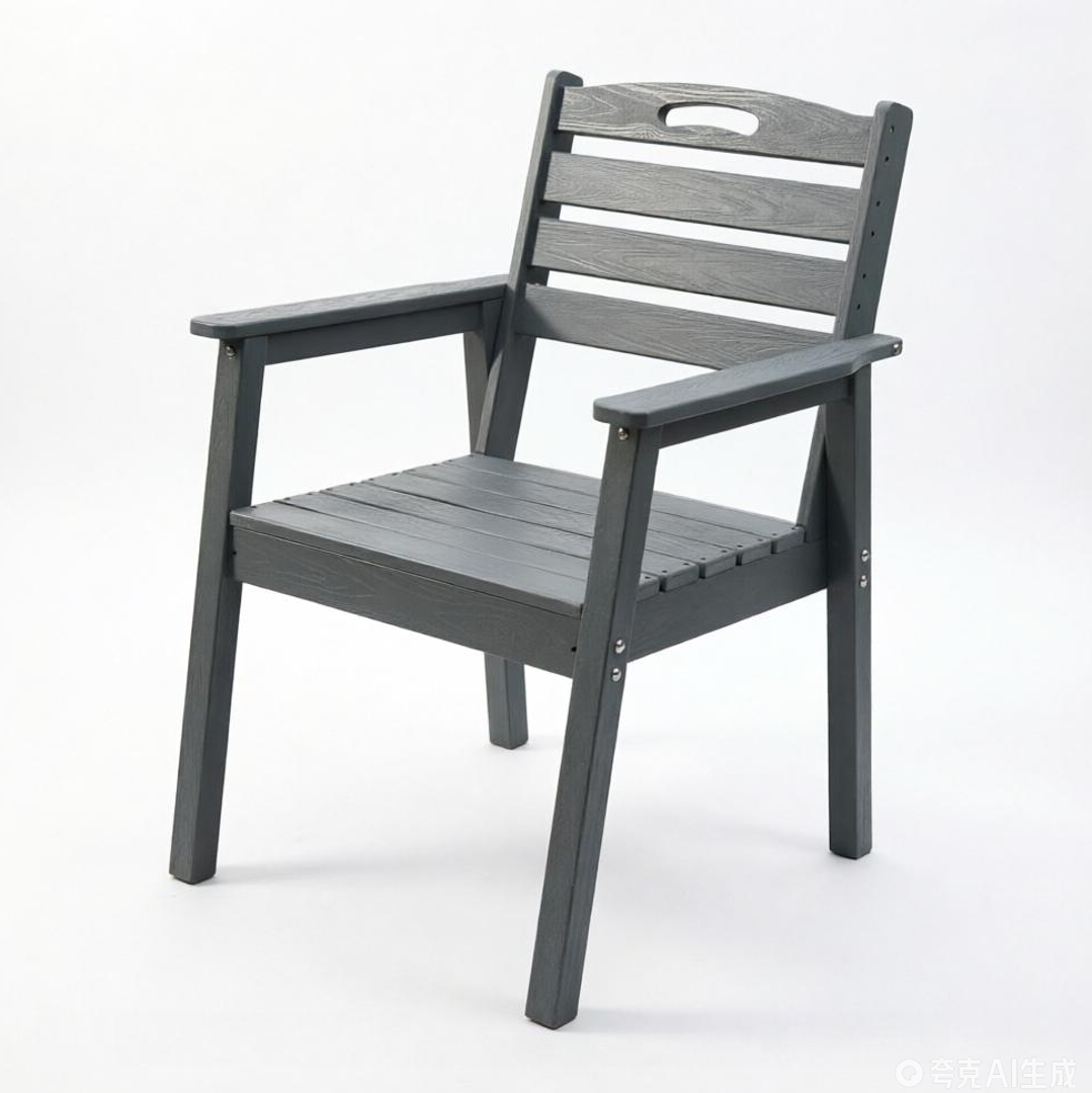 HDPE Outdoor Terrace Dining Chair Set of 2, low maintenance - for gardens, backyards and decks - grey (backrest)