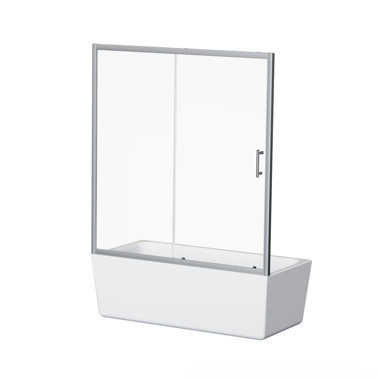 Single Sliding Shower Door For Bathtub With Handle - Chrome