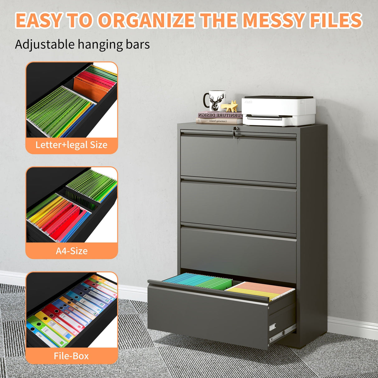 Premium Drawer Metal Lateral File Cabinet With Lock