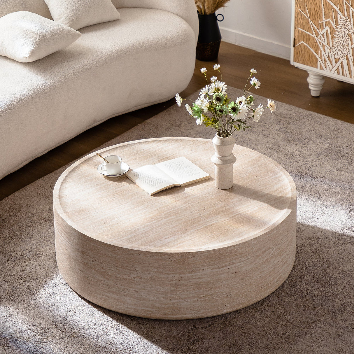 39.37" Round Coffee Table with Mars Pattern