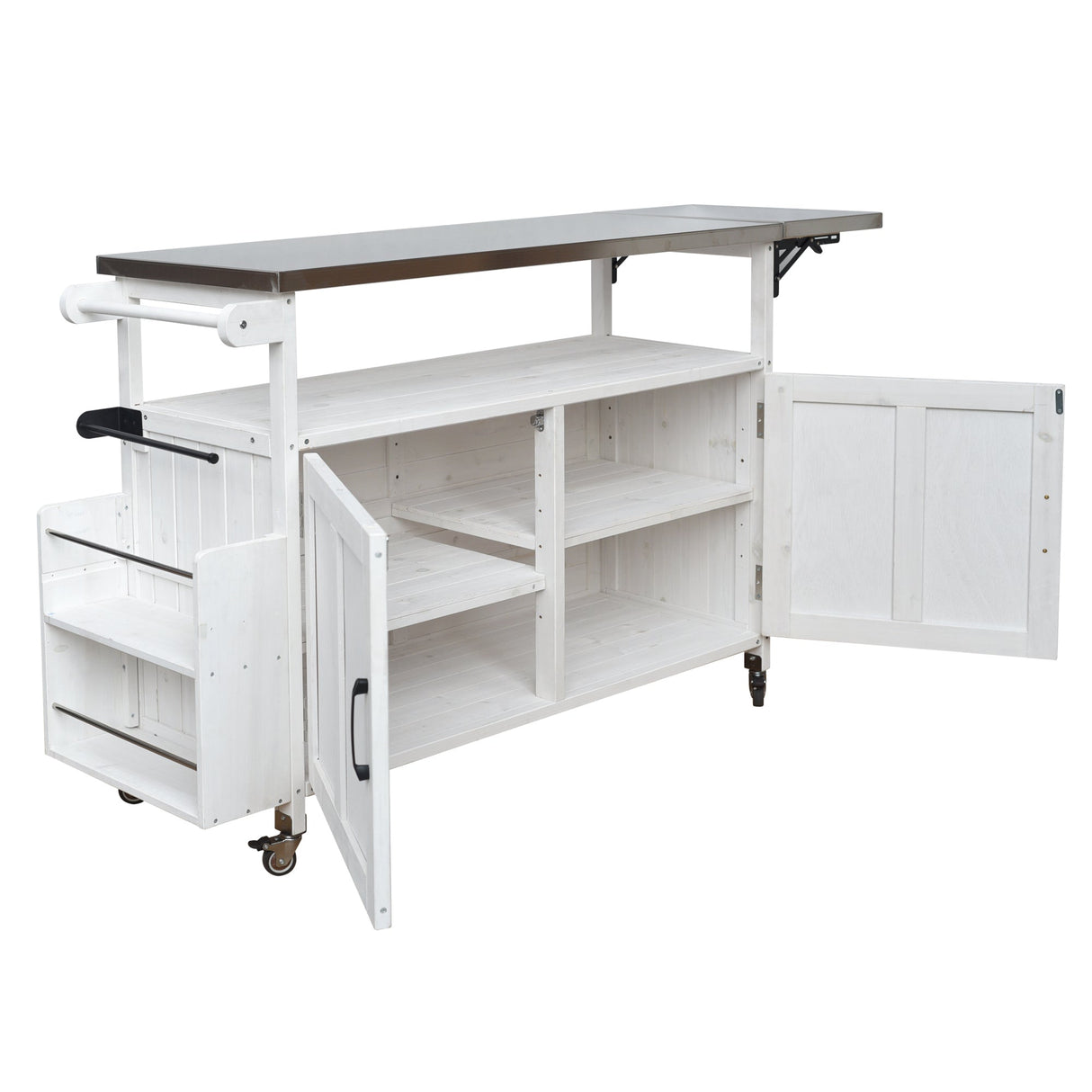Foldable Outdoor Kitchen Island Patio Cart with Storage