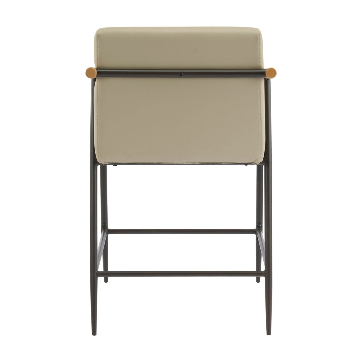 Mid Century Modern Counter Stool Set With Espresso Metal Frame - Khaki