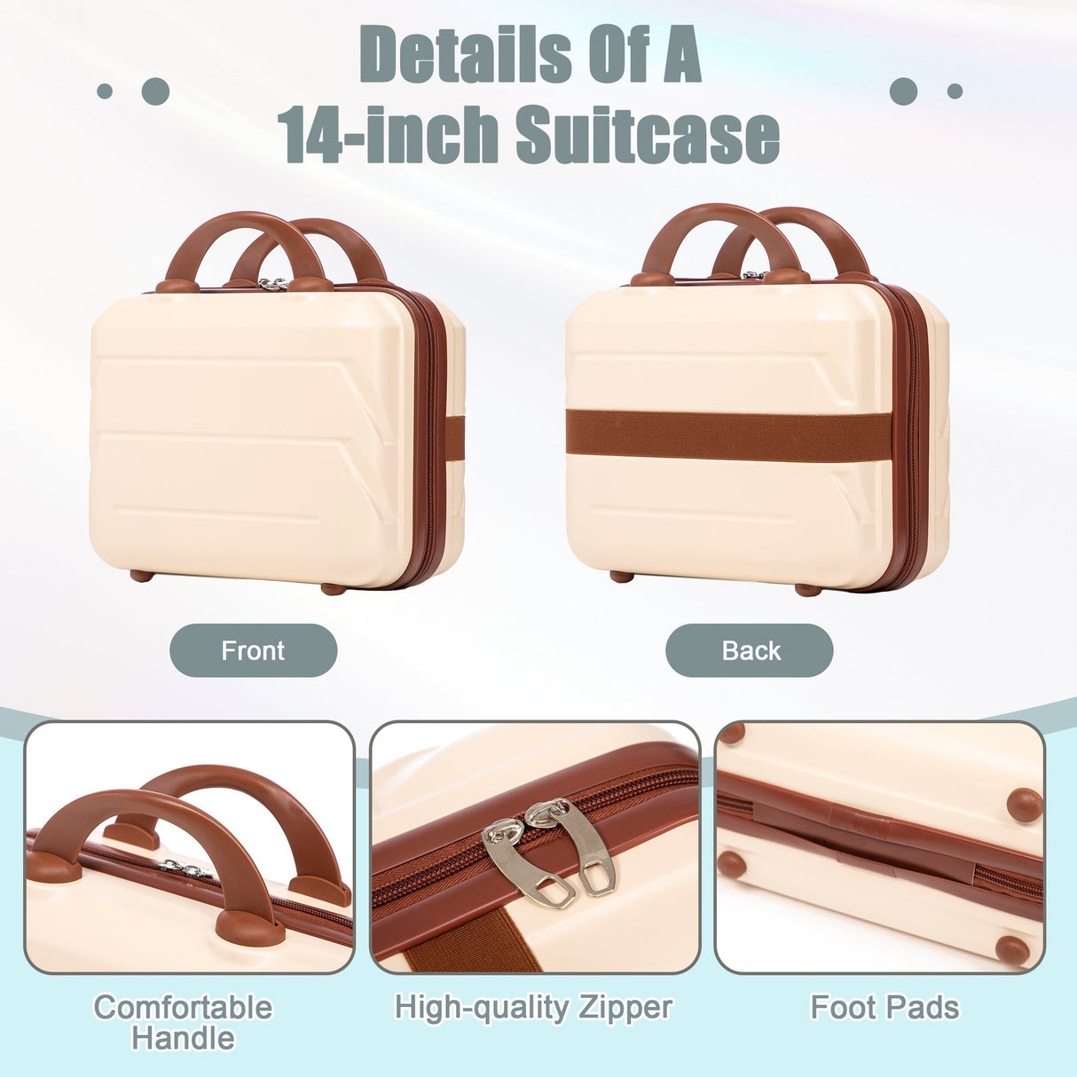14'/20' 2-Piece ABS Spinner Wheel Luggage Set (Beige)