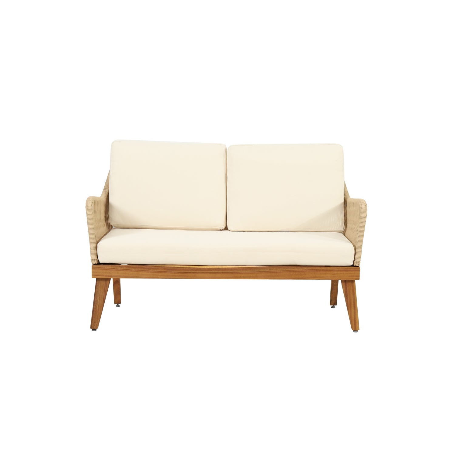 Anisa Acacia Wood & Woven Rope Outdoor Chat Set