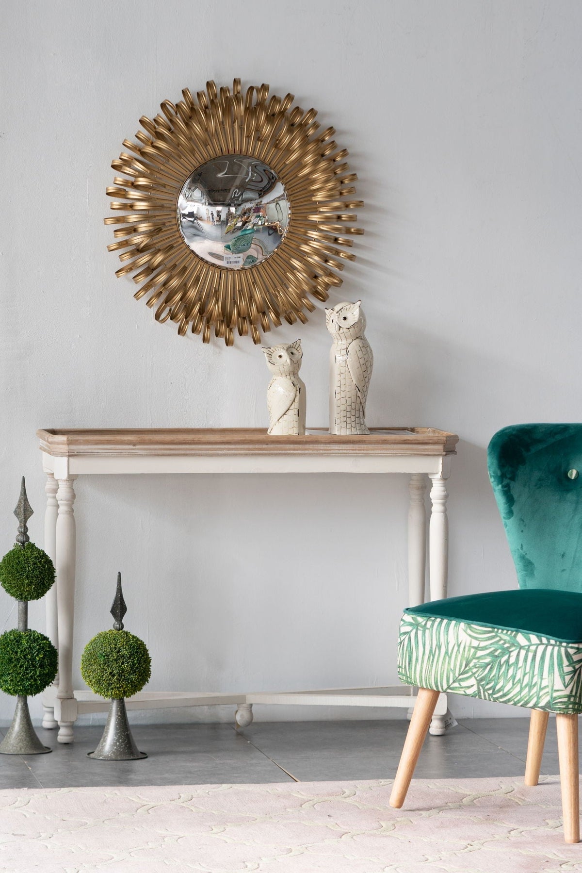 Sunburst Design Wall Mirror Decorative en For Entryway, Modern Living Room - Gold