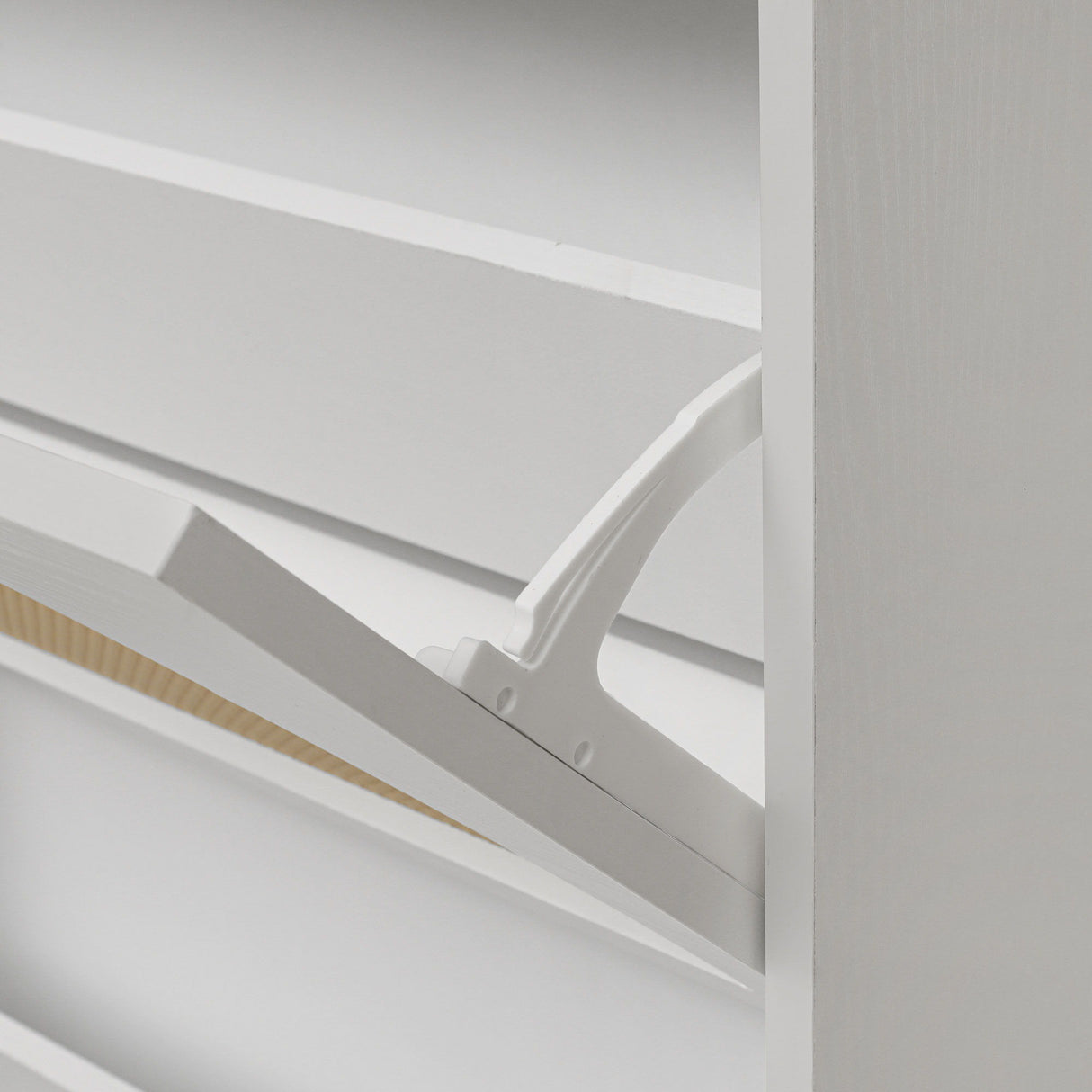 2 Door Shoe Rack, Rattan, Double Layer, Suitable For Living Room, Hallway - White