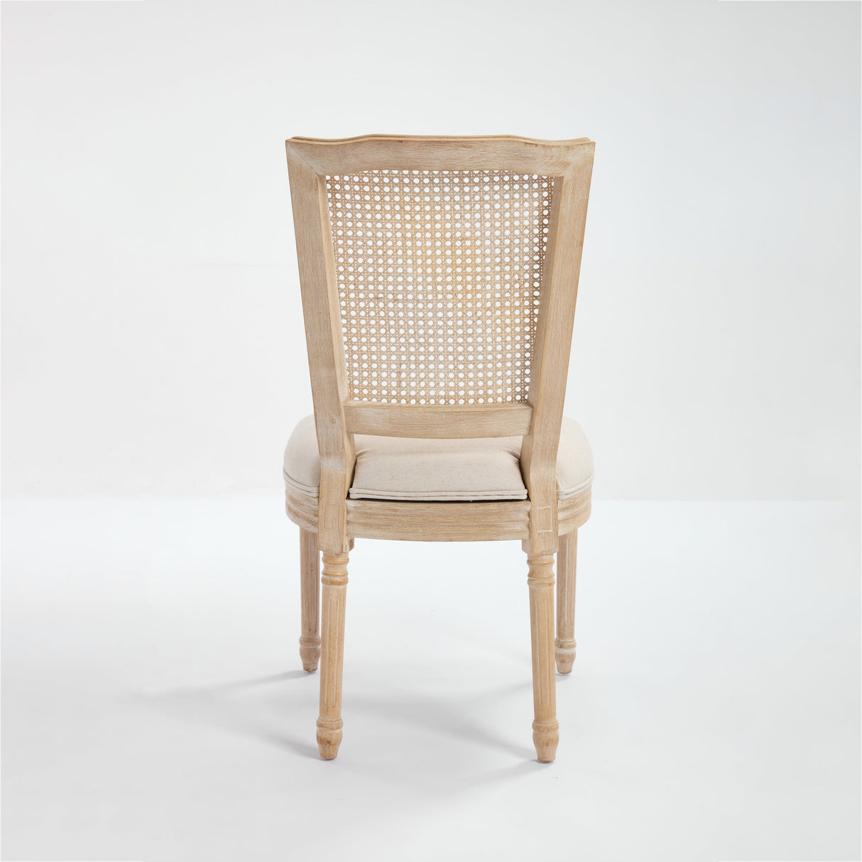 French Country Dining Chairs Set of 2 Upholstered With Natural Rattan Back