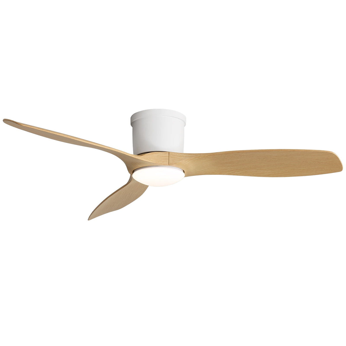 Flush Mount Ceiling Fan With Dimmable LED Light and Reversible DC Motor - Pearl Silver or Light Brown