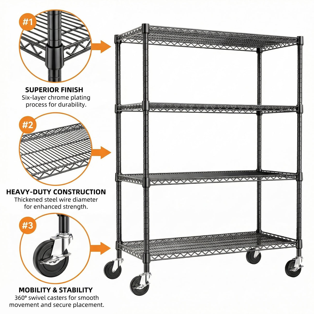 2640 LBS Industrial Metal 4 Tier Shelving