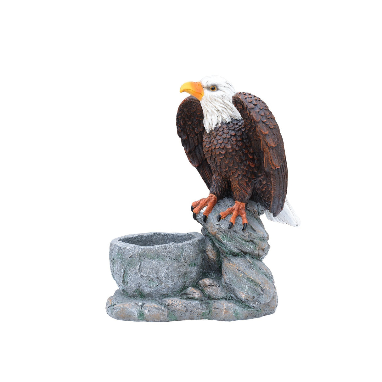 Standing Eagle Statue Garden Planter on Faux Stone Base