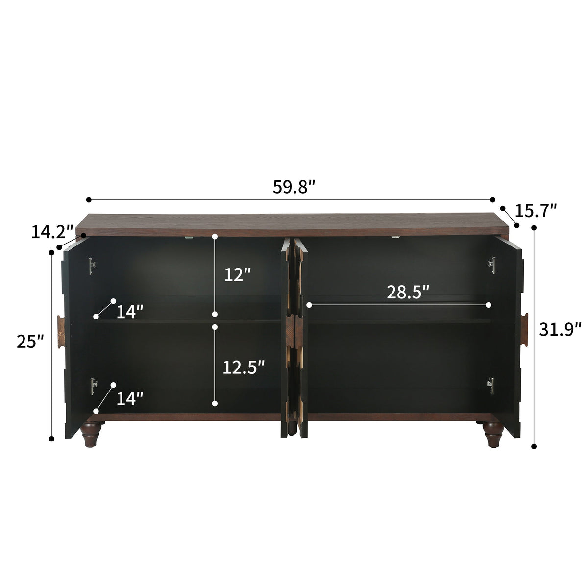 59.8" Sideboard With Honeycomb Pattern