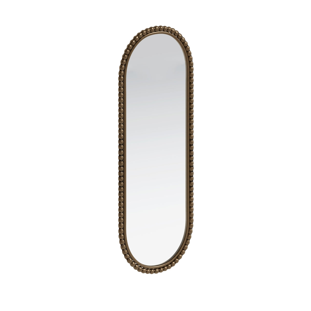 Iron Art Oval Retro Mirror in Gold with Antique Finish, Wall Hanging Decor for Living Room, Bedroom, Entrance, Glass and Metal Construction, 15.75 x 47.25 Inch