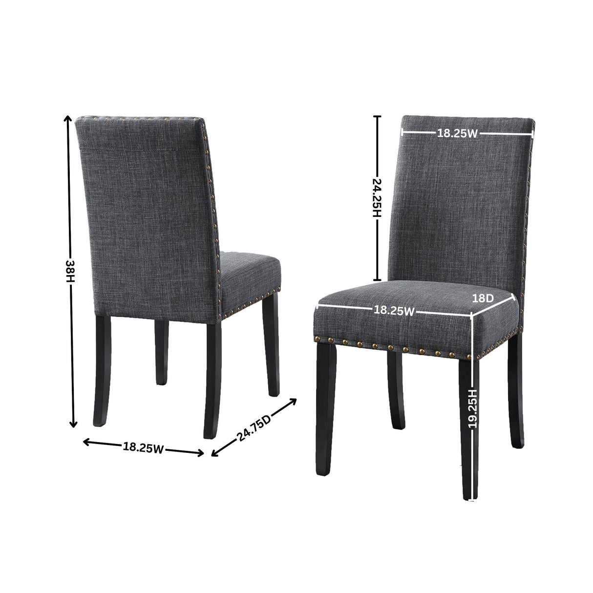 Eleanor Upholstered Dining Chairs with Nailhead Trim, Set of 2