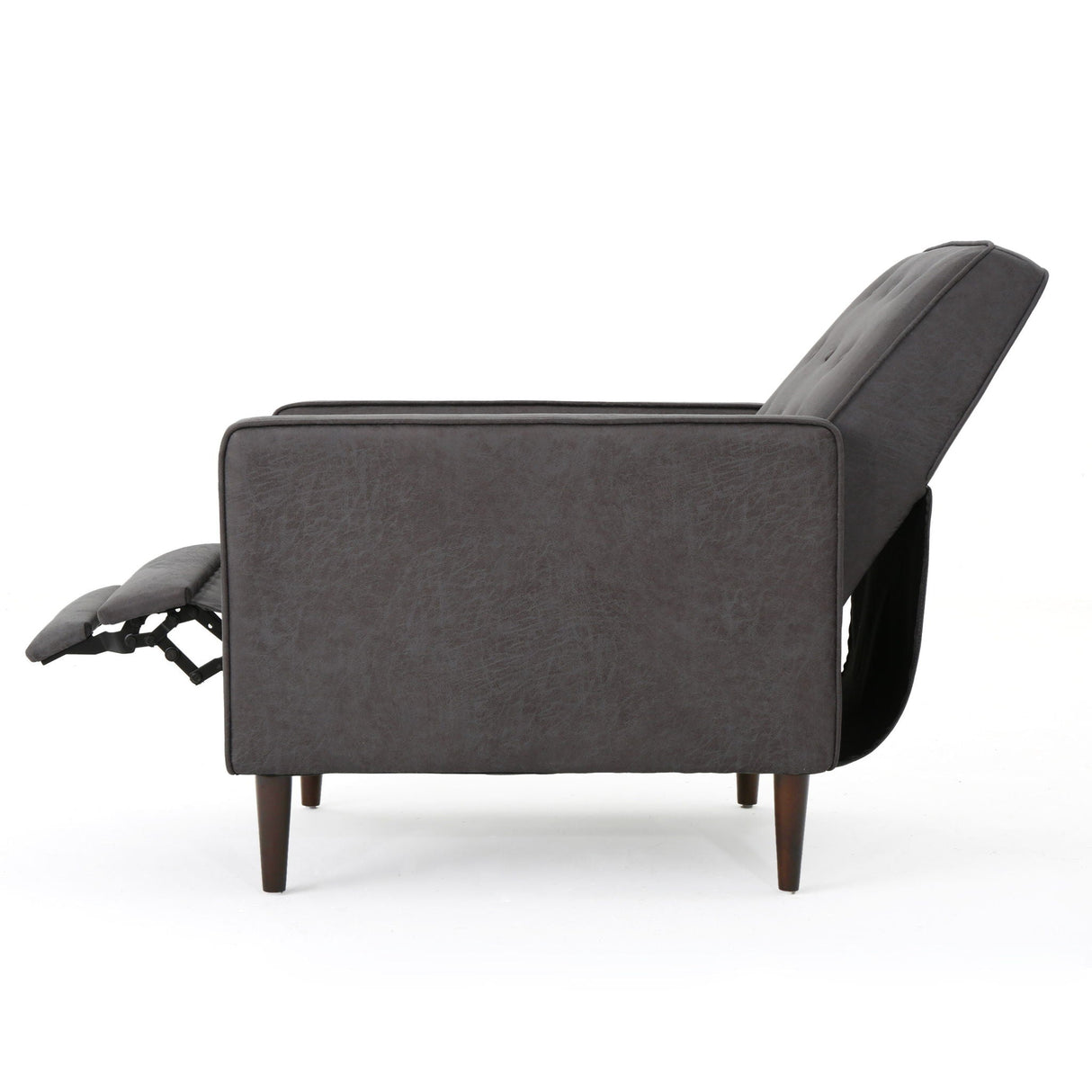 Macedonia - Mid Century Modern Button Tufted Fabric Recliner - Slate