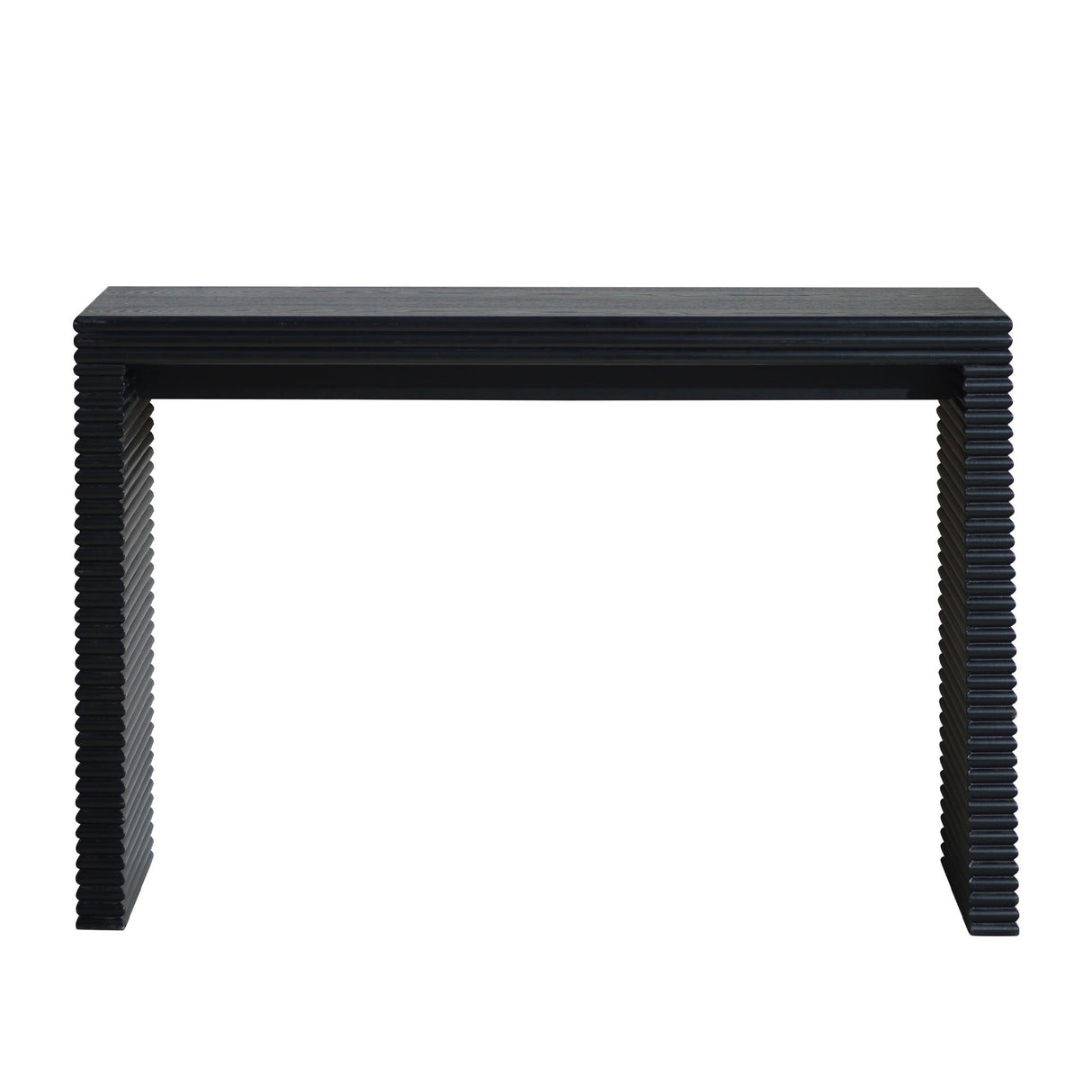 47" Modern Black Wood Console Table with Ribbed Legs