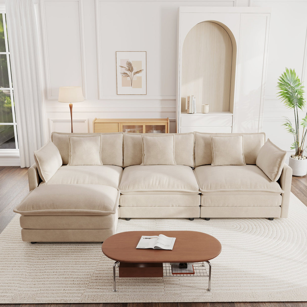 Free Combination Comfy Upholstery Modular Oversized L Shaped Sectional Sofa