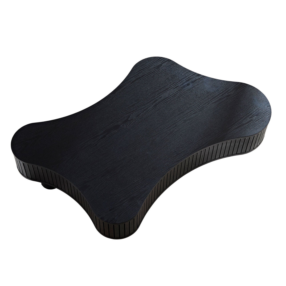 42.52 Inch Modern Wooden Handcraft Drum Coffee TableBlack