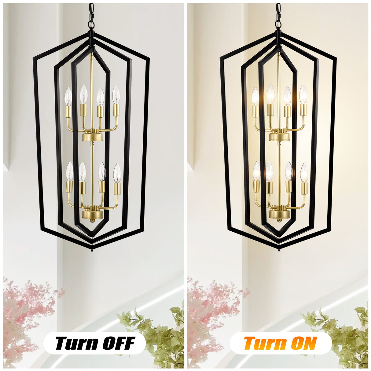8-Light Lantern Tired Farmhouse Ceiling Hanging Light