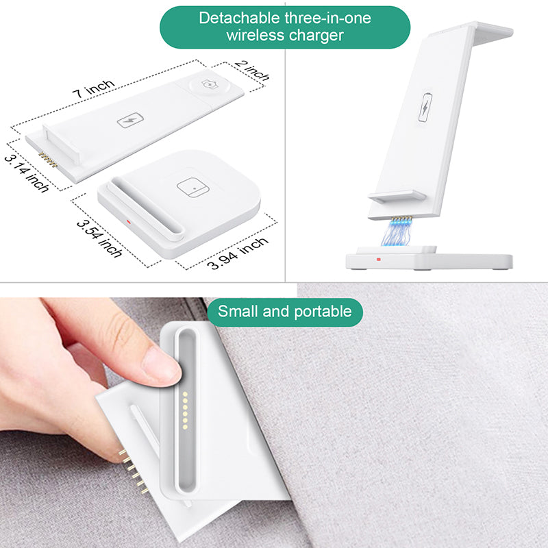 3-in-1 Fast Wireless Charging Stand for Phones, Apple Watch & AirPods