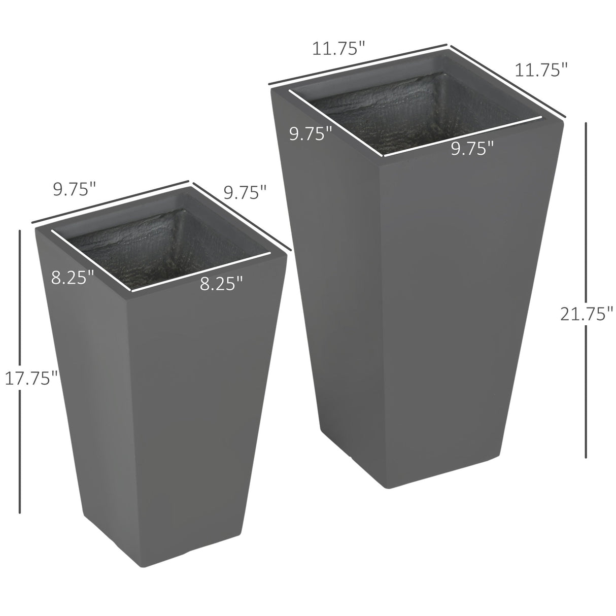 Durable & Stackable Plant Pot, 2-Pack Outdoor Planter Set