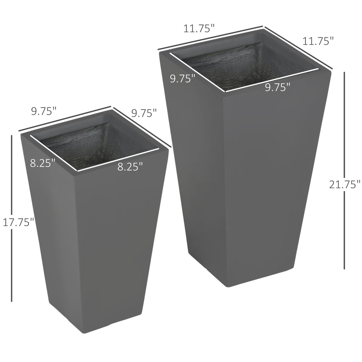 Durable & Stackable Plant Pot, 2-Pack Outdoor Planter Set