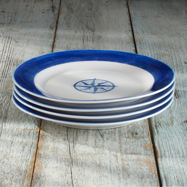Ahoy 4-Piece Dinner Plate Set – Nautical-Inspired Stoneware