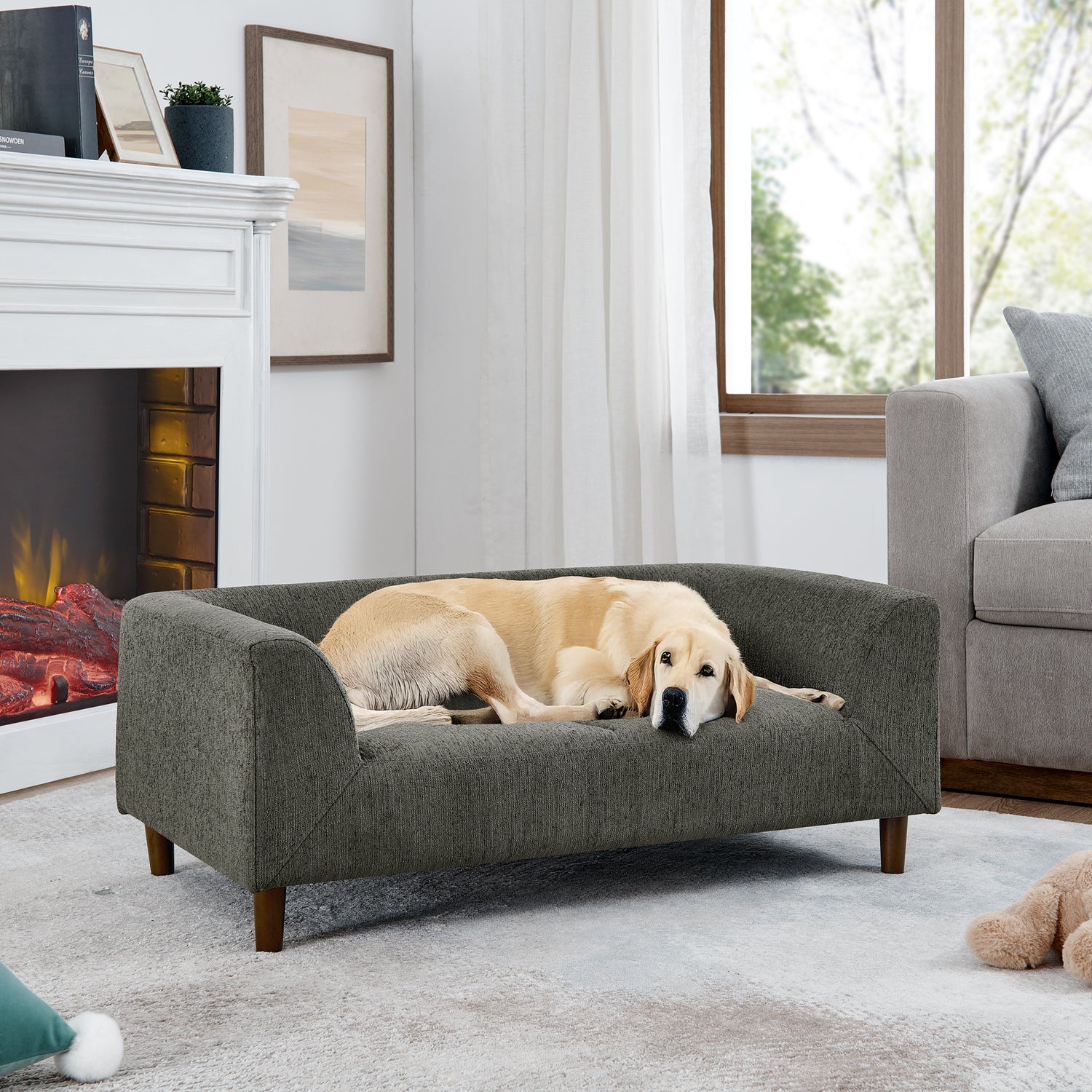 Modern-Rectangular-Pet-Sofa-with-Backrest-and-Armrests-Pet-Bed