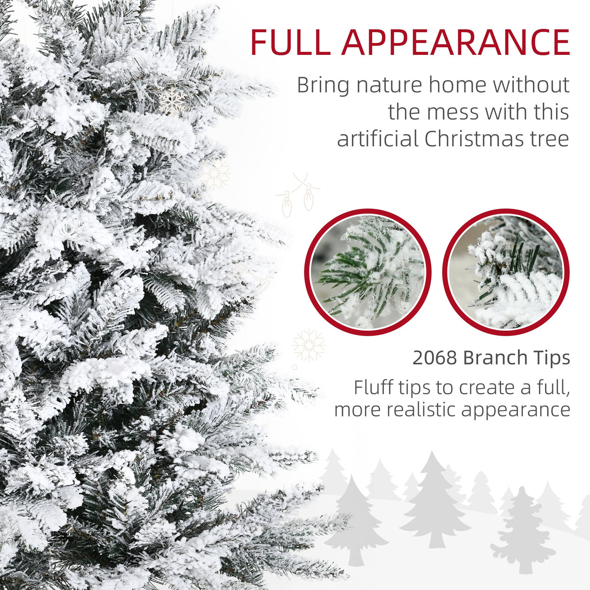HOMCOM 9 Foot Pine Snow Flocked Artificial Christmas Tree