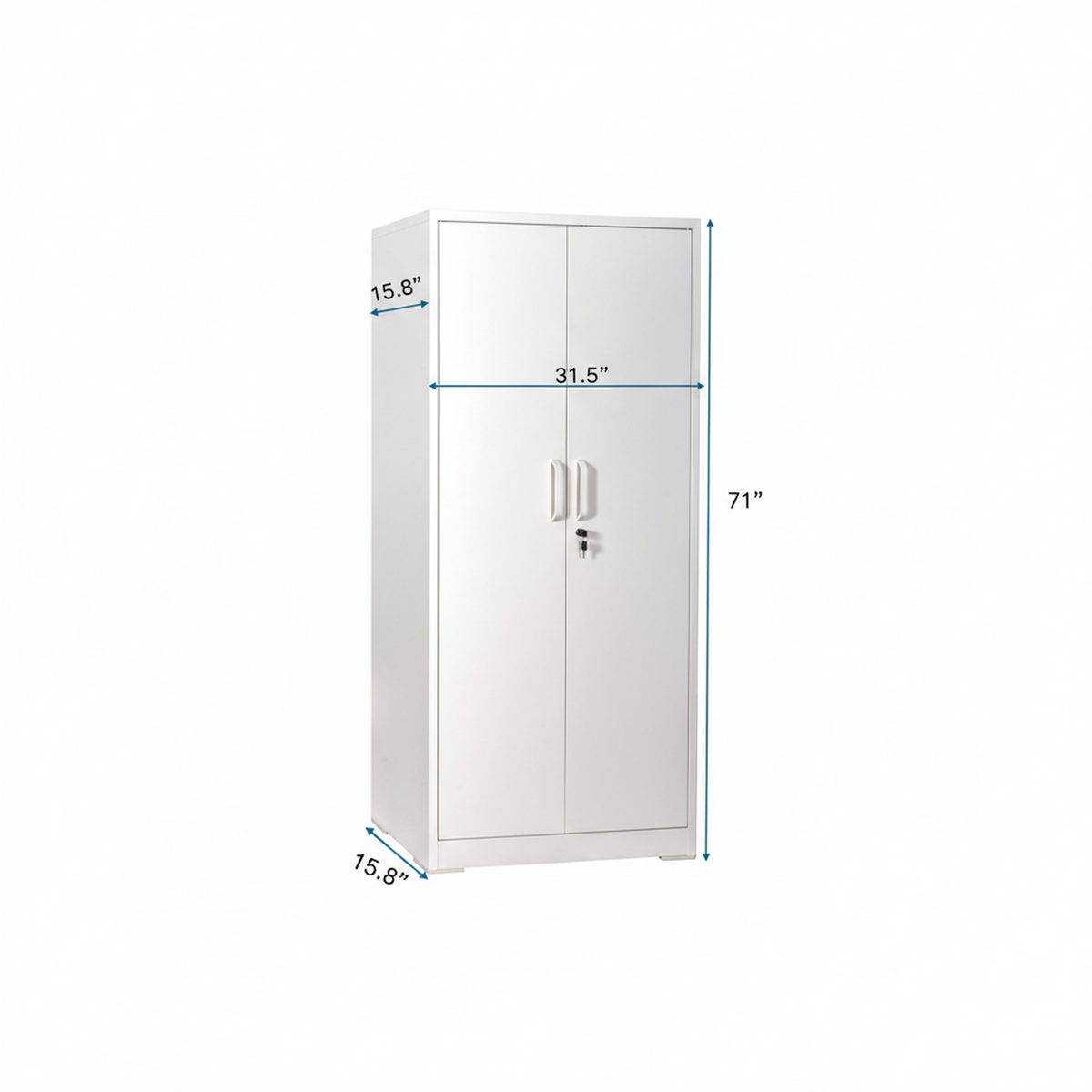 Container Furniture Direct Ironclad 71" Metal Storage Cabinet with Locking Doors and 4 Adjustable Shelves