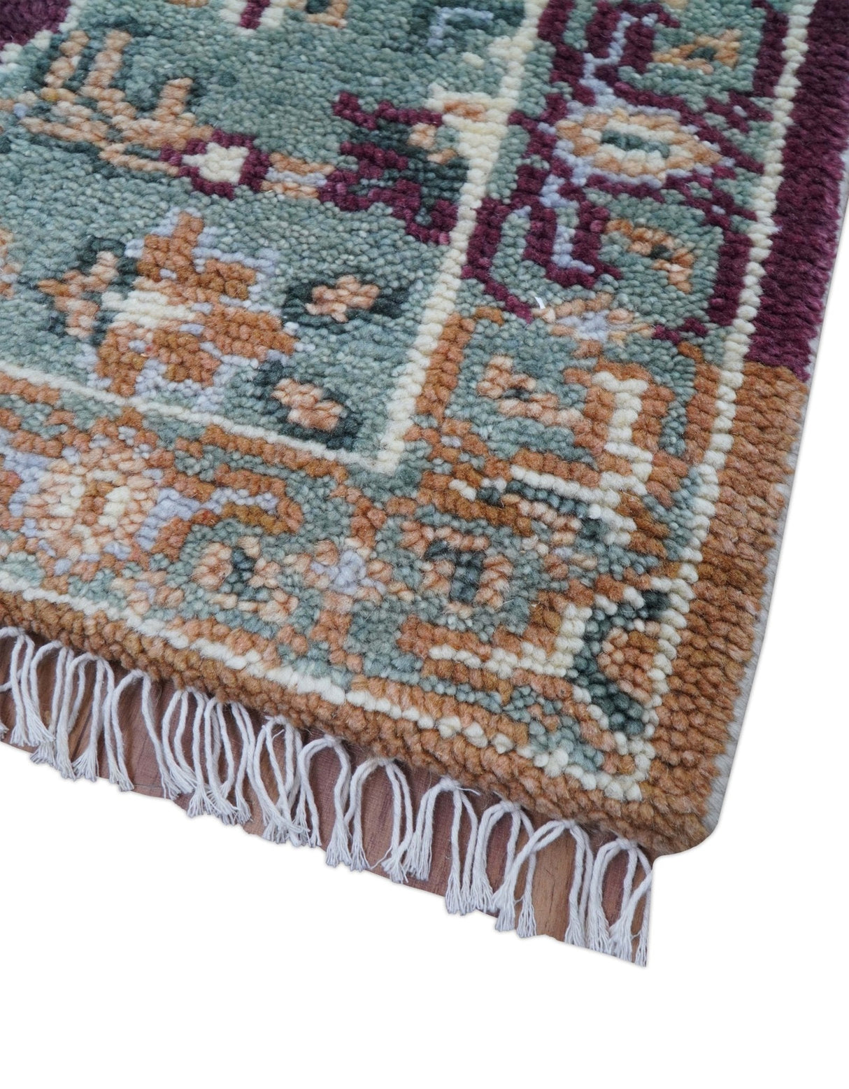 2.6x8 Hand Knotted Transitional Design Multicolor Wool Rug