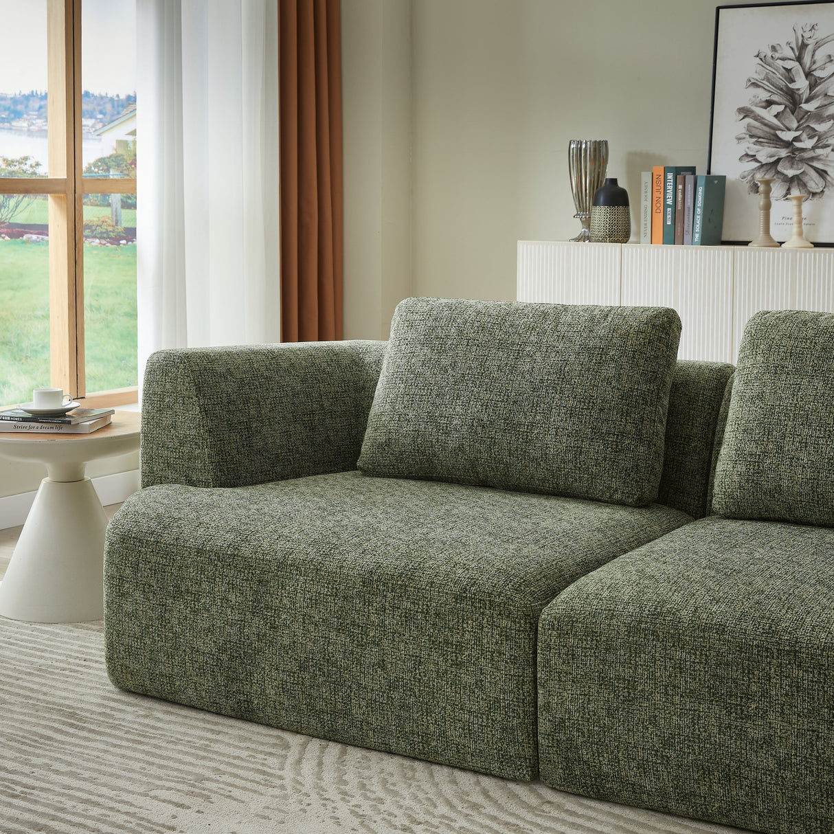 Oversized 3 Seater Compressed Sofa with Chenille Fabric
