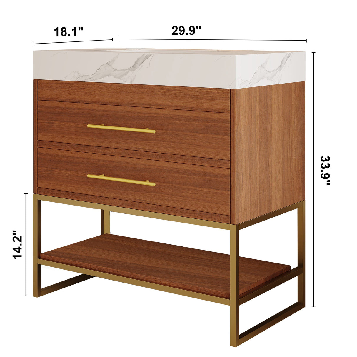 29.9" Modern Free-standing Bathroom Vanity with Sintered Stone Top