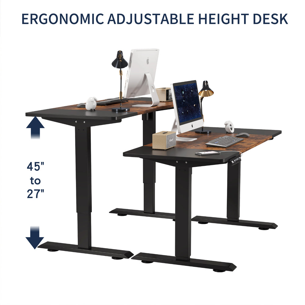 55"×24" Black & Rustic Electric Standing Desk