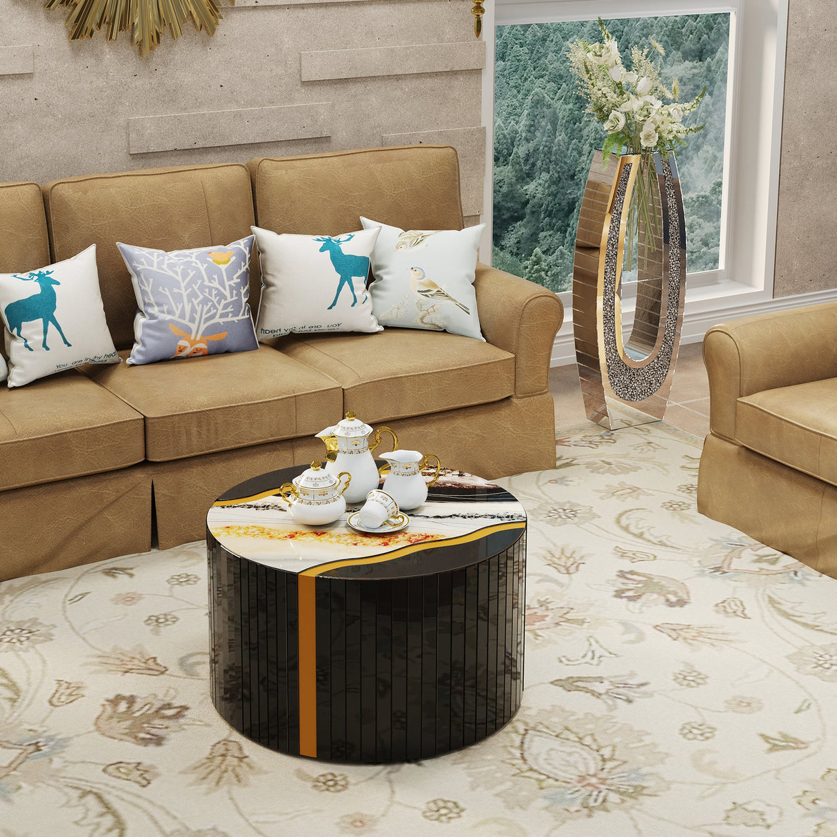 35.82" U-Shaped Tall Decorative Floor Vase