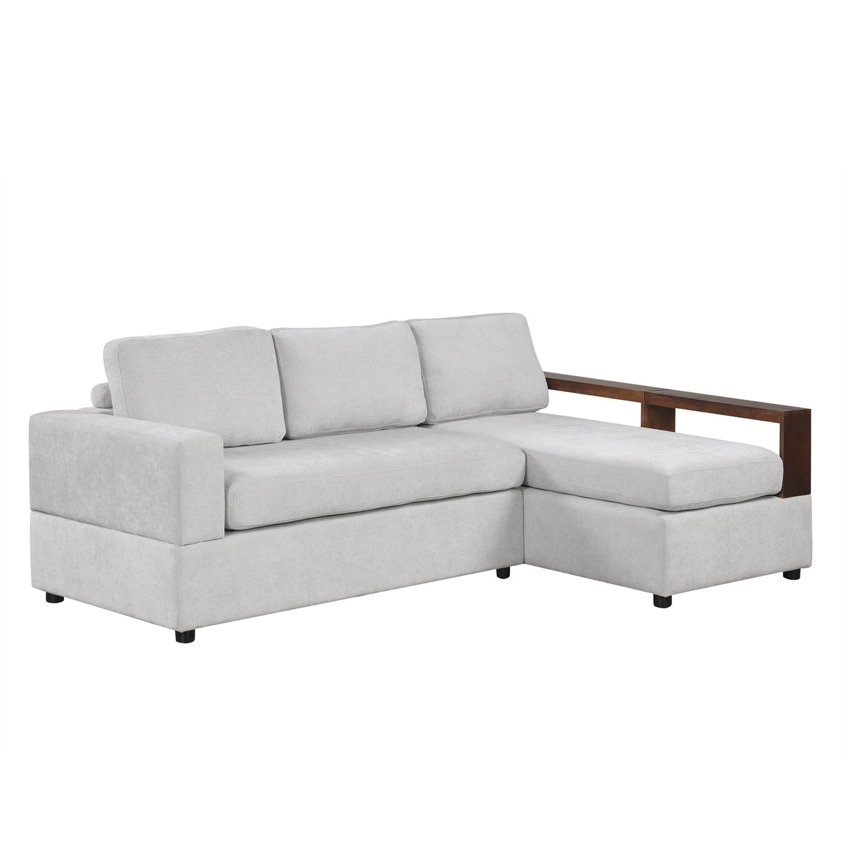87.4' Sectional Sofa with Reversible Armrests Gray Chenille Upholstery