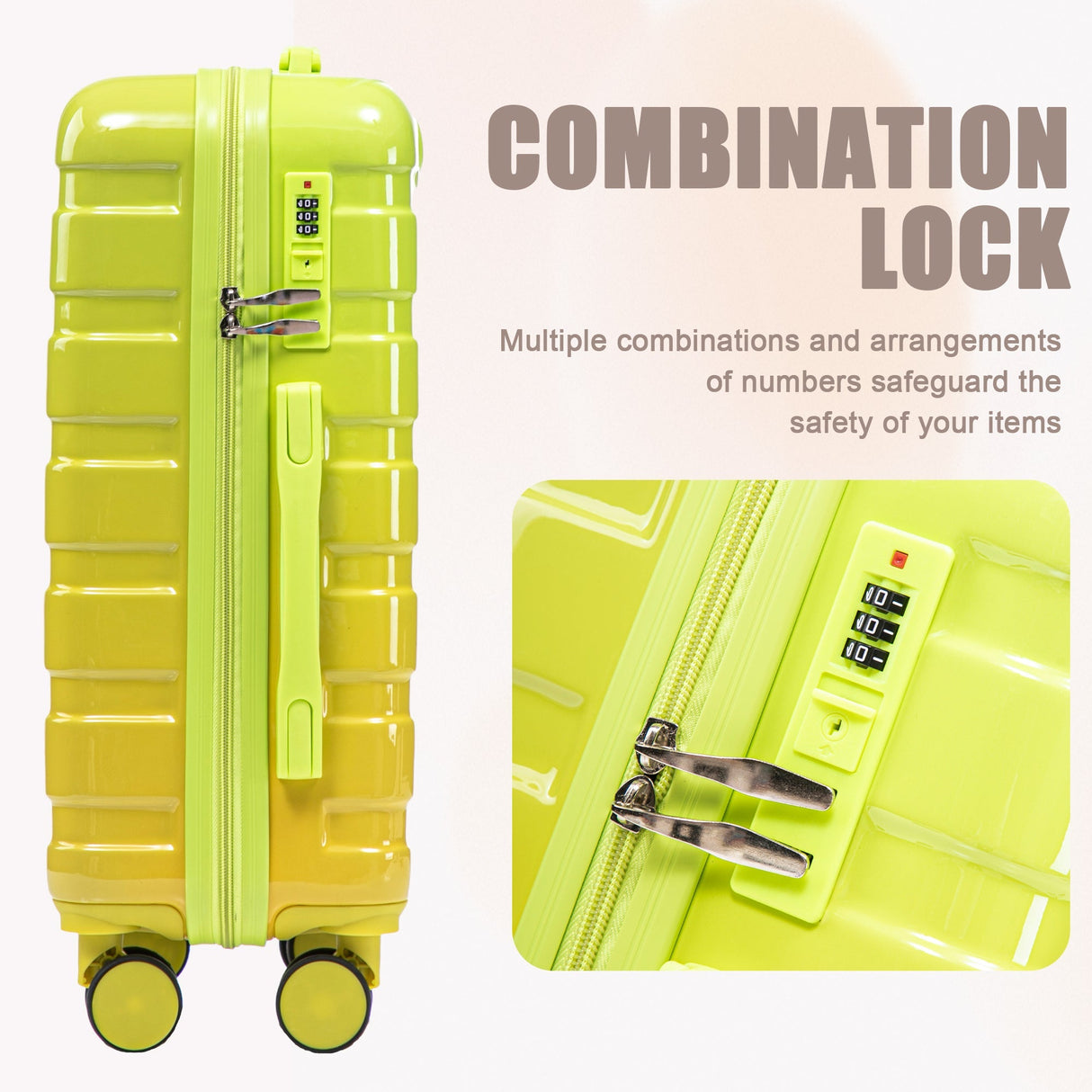 14'/20' 2-Piece PC Spinner Wheel Luggage Set with Gradient Color and Lock