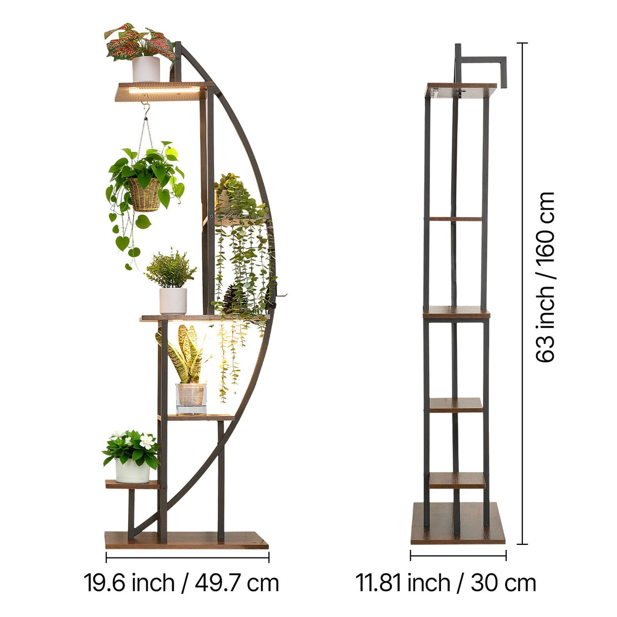 63-Inch Tall 6-Tier Indoor Plant Stand with Grow Lights (2-Pack)