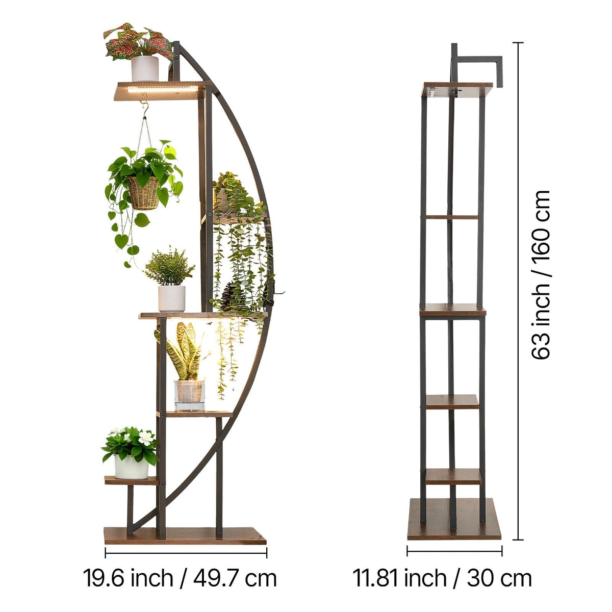 63-Inch Tall 6-Tier Indoor Plant Stand with Grow Lights (2-Pack)