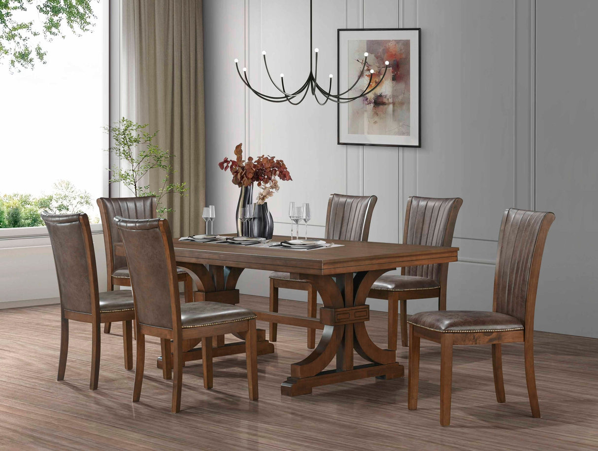 78.74" Rectangular Rubber Wood Dining Table for 6-8 in Oak