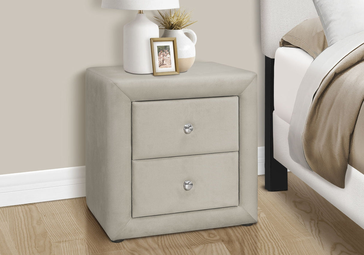 Nightstand with Storage Drawer, Upholstered, Transitional