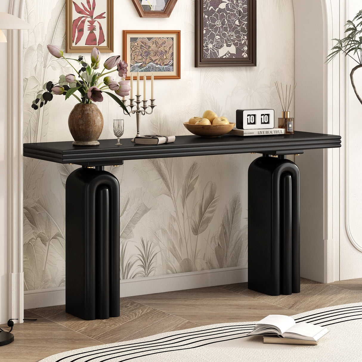 U_STYLE Chic Acacia Veneer Console Table