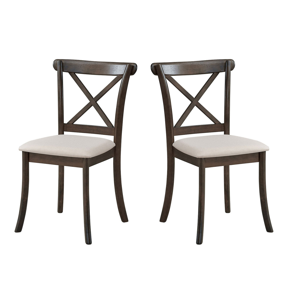 Wooden X Back Dining Chairs Set of 2 - Brown
