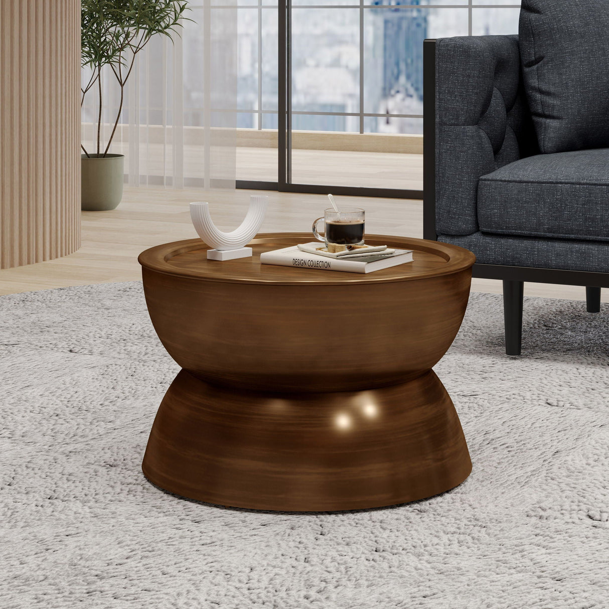 Sparling Modern Iron Hourglass Coffee Table