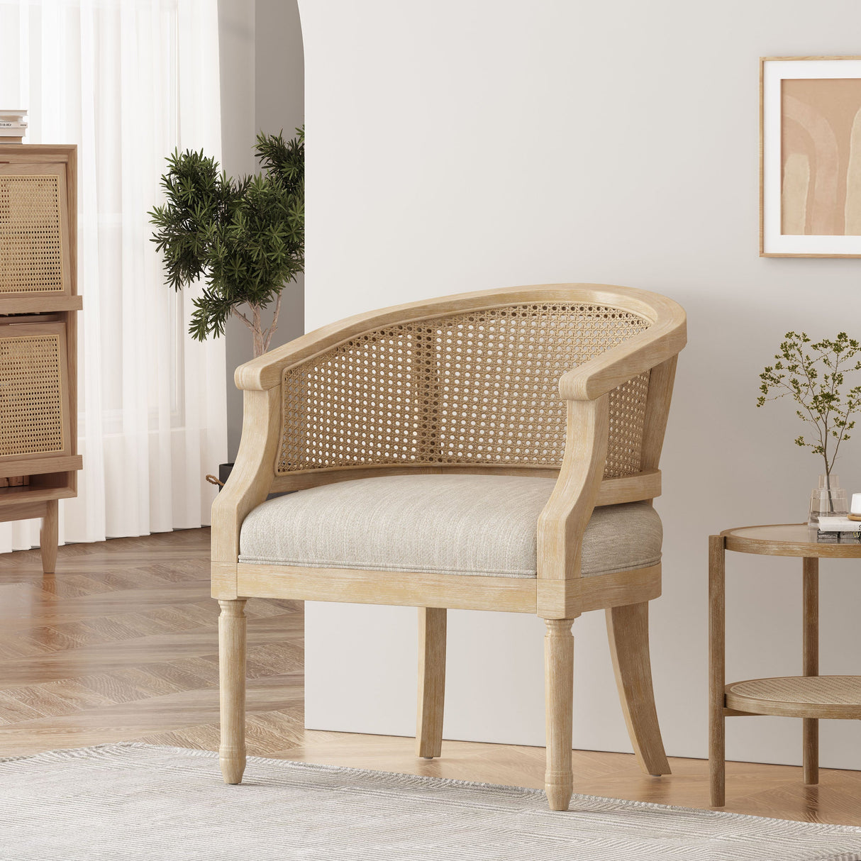 Accent Chair with Curved Back and Recessed Arms