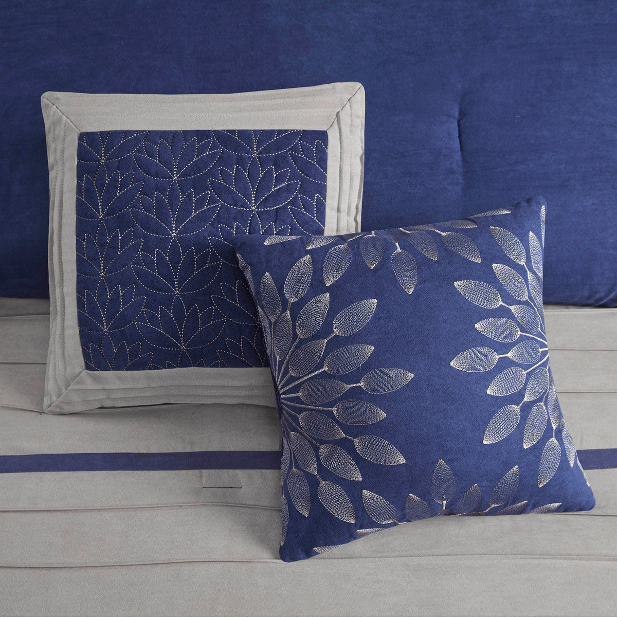 7 PC Pieced Faux Suede Comforter Set