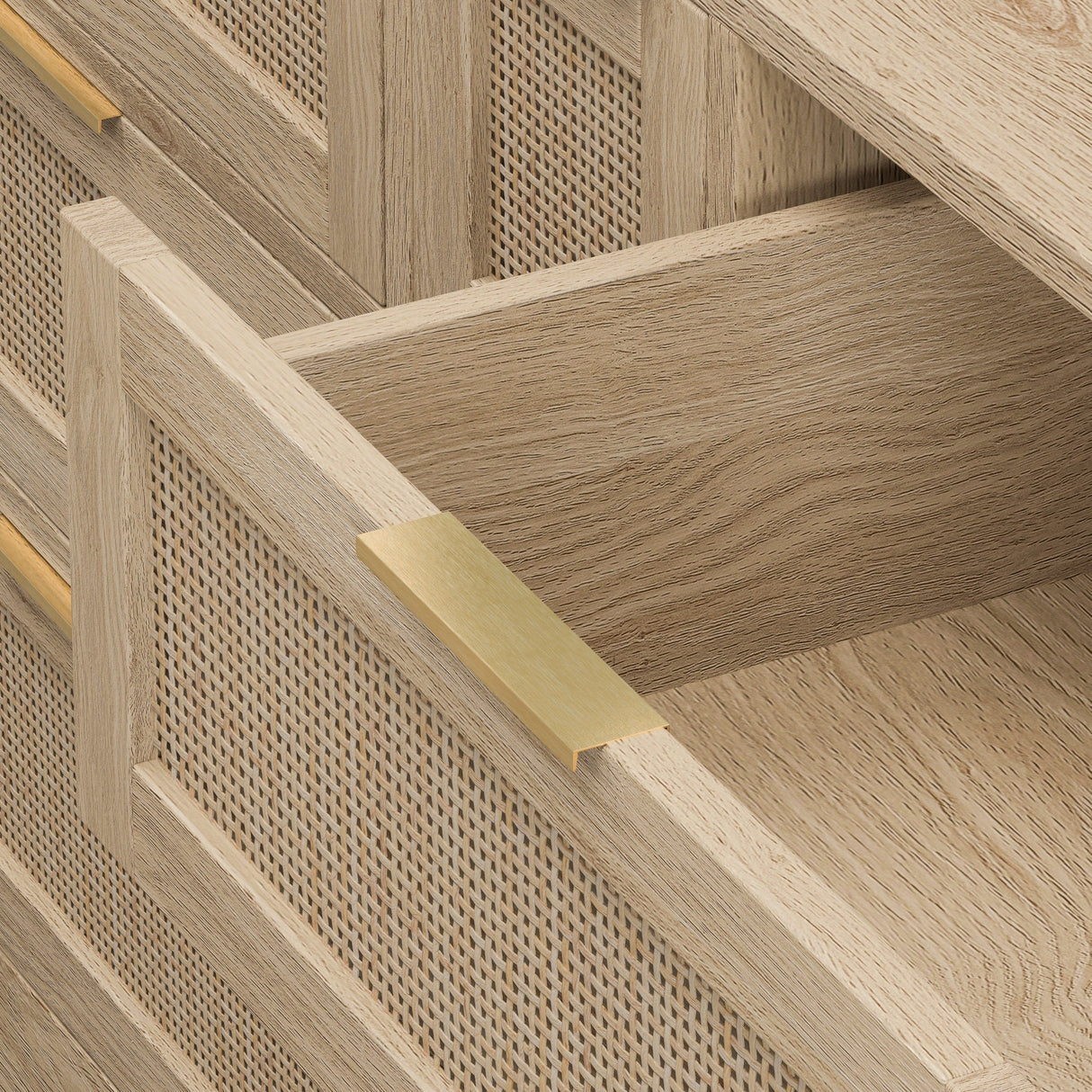 Natural Rattan Locker with 9 Drawers and Metal Handles